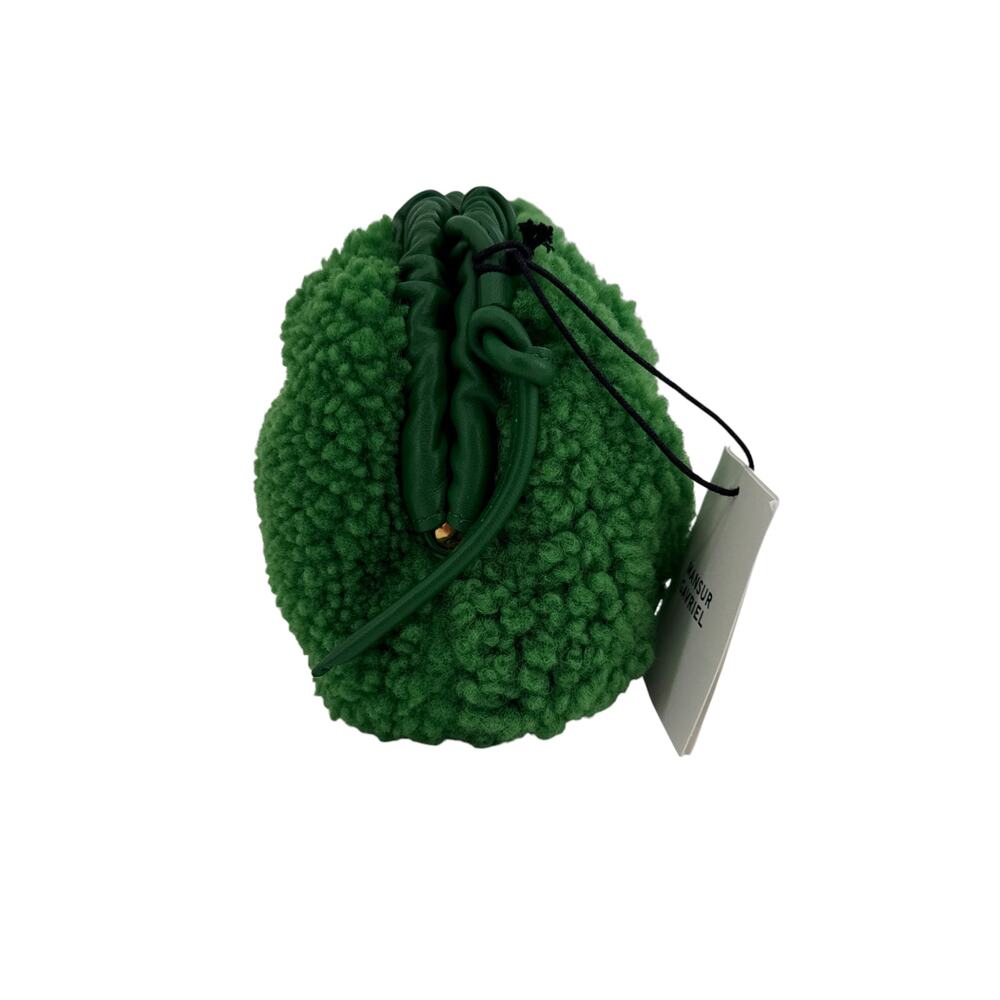 MANSUR GAVRIEL Mini Cloud Clutch Bag in Emerald Shearling - Picture 12 of 13